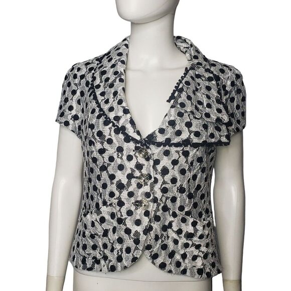 Alberto Makali Tops - ALBERTO MAKALI Black and Silver Lace Blouse Womens Size Medium